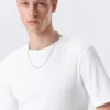 Boxy Slim Fit Ribbed T-Shirt – White