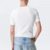 Boxy Slim Fit Ribbed T-Shirt – White