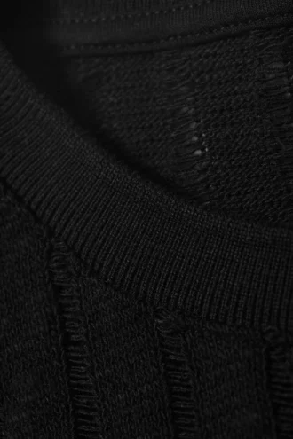 Boxy Structured Cotton Tank Top – Black