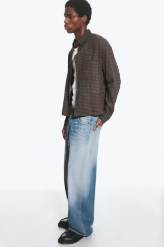 Boxy Structured Shirt – Checked Dark Brown