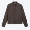 Boxy Structured Shirt – Checked Dark Brown