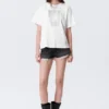 Boxy Studded Graphic T-Shirt – White – Gothic Face Print