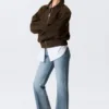 Boxy Suede Zip Jacket – Dark Brown