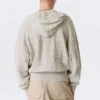 Boxy Textured Knit Zip Hoodie – Light Patterned Beige