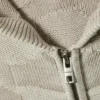 Boxy Textured Knit Zip Hoodie – Light Patterned Beige