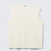 Boxy Textured Knitted Vest – Off-White