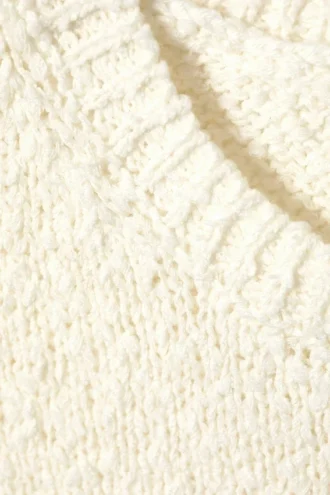 Boxy Textured Knitted Vest – Off-White