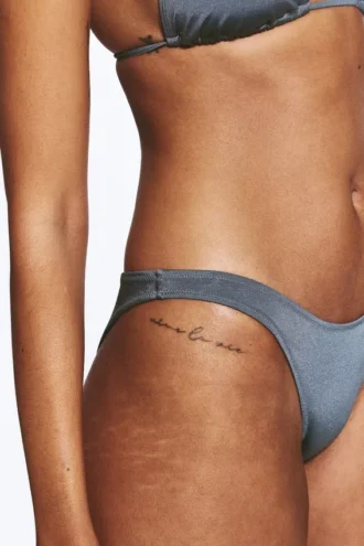 Brazilian Mini Bikini Bottom – Dusty Blue – Shimmer