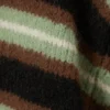 Brushed Knit Buttoned Cardigan – Brown/Black/Green Stripes