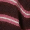 Brushed Knit Buttoned Cardigan – Dark Red & Pink Stripes