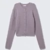 Brushed Knit Buttoned Cardigan – Lilac