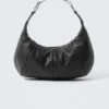 Buckle-Handle Faux Leather Hand Bag – Black