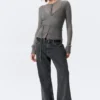 Buttoned Wrap-Effect Wool-Blend Cardigan – Grey