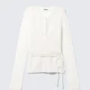Buttoned Wrap-Effect Wool-Blend Cardigan – White