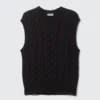 Cable Knit Cotton Vest – Black