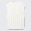 Cable Knit Cotton Vest – White