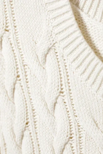 Cable Knit Cotton Vest – White