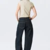 Cap-Sleeved Asymmetric Ripstop Top – Light Beige