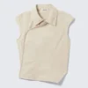 Cap-Sleeved Asymmetric Ripstop Top – Light Beige