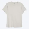 Cap-Sleeved Boxy Cotton T-Shirt – Light Dusty Mole