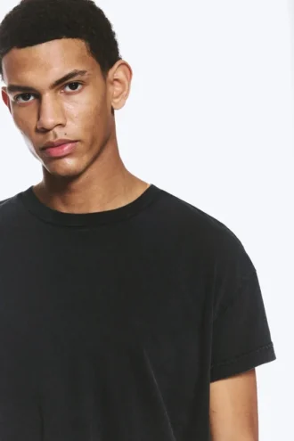 Cap-Sleeved Boxy Cotton T-Shirt – Worn Black