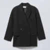 Carla Oversized Wool Blend Jacket – Black