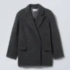 Carla Oversized Wool Blend Jacket – Grey Herringbone