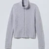 Carla Zip Hairy Cardigan – Dusty Lilac