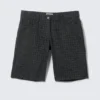 Checked Knee-Length Cotton Twill Shorts – Checked Dark Grey
