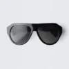 Chunky Aviator Unisex Sunglasses – Black – Black Lenses