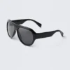 Chunky Aviator Unisex Sunglasses – Black – Black Lenses