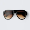 Chunky Aviator Unisex Sunglasses – Black – Brown Lenses