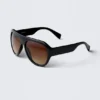 Chunky Aviator Unisex Sunglasses – Black – Brown Lenses
