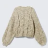 Chunky Cable-Knitted Sweater – Dusty Yellow Melange