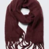 Chunky Fringed Scarf – Burgundy
