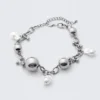 Chunky Pearl Charm Chain Necklace – Silver