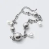 Chunky Pearl Charm Chain Necklace – Silver