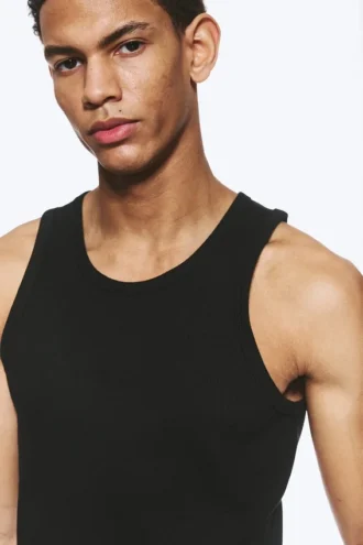 Classic Ribbed Tank Top – Black