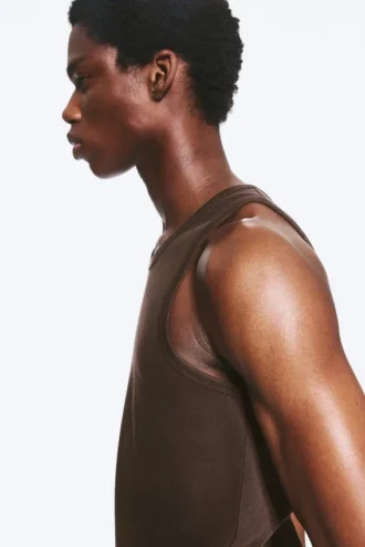 Classic Ribbed Tank Top – Dark Brown