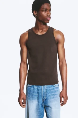 Classic Ribbed Tank Top – Dark Brown