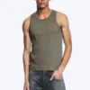 Classic Ribbed Tank Top – Light Dusty Khaki Green