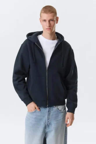 Classic Zip Hoodie – Navy Blue