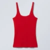 Close Fitted Ribbed Singlet – Bright Red