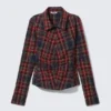 Collared Gathered Shirt – Dark Red