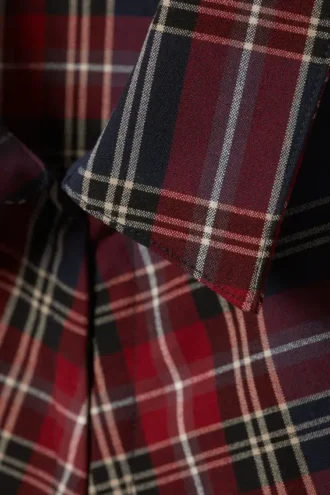 Collared Gathered Shirt – Dark Red