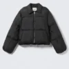 Collared Puffer Jacket – Black