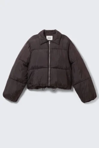 Collared Puffer Jacket – Dark Brown