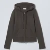 Compact Knitted Zip Hoodie – Dark Grey
