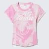 Contrast Stitch Fitted T-Shirt – Pink Stardust