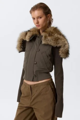 Convertible Hood Bomber Vest – Dark Grey